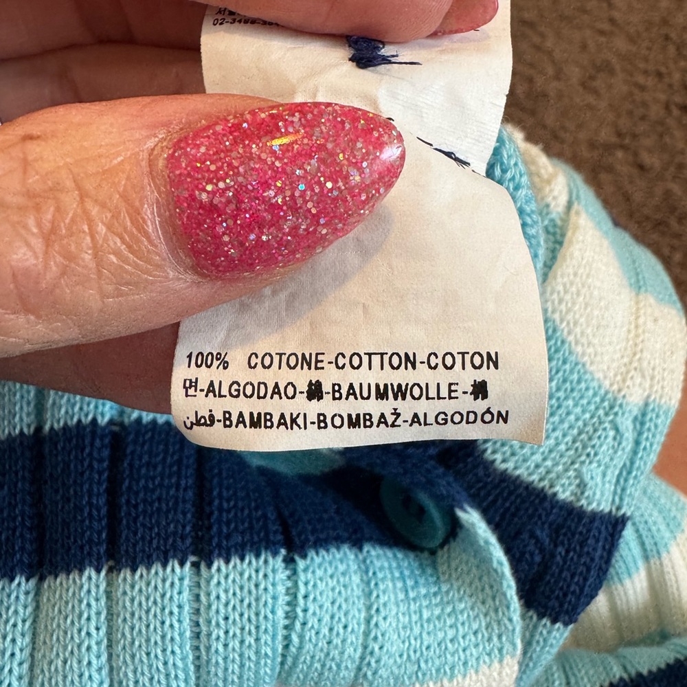 United Colors of Benetton Blue Striped Sweater Dress Cardigan Duster M NEW - Picture 11 of 15
